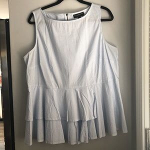 light blue & white striped peplum blouse